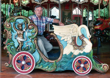 Charles Walker in chariot at Lake Winnepesaukah